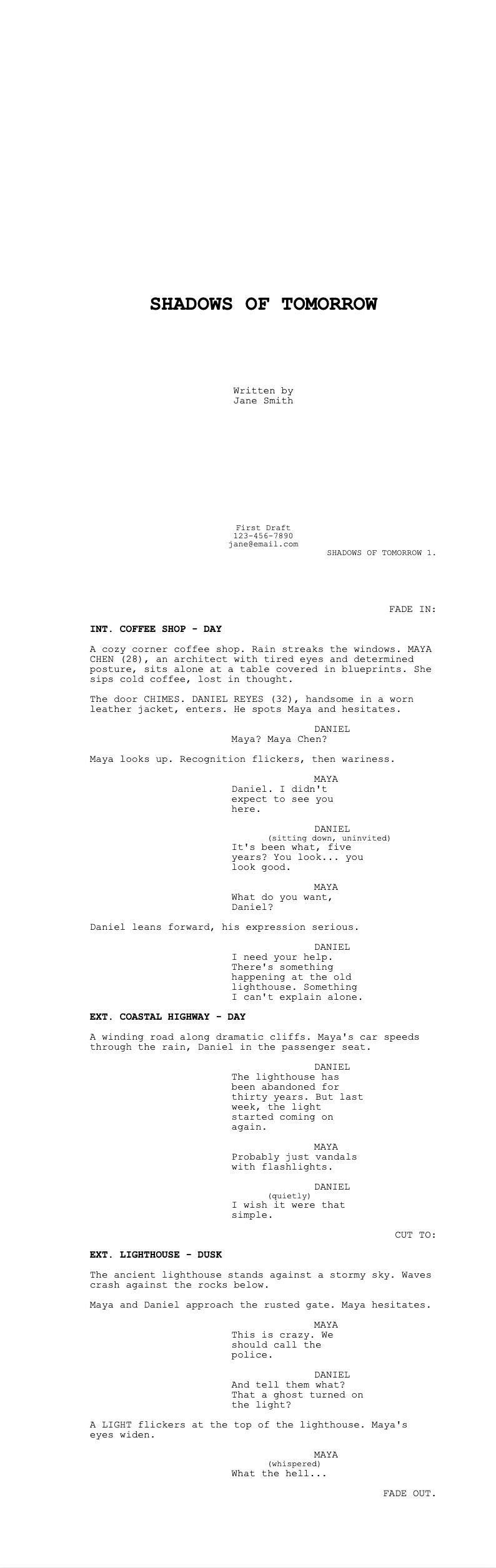 Classic Hollywood screenplay
